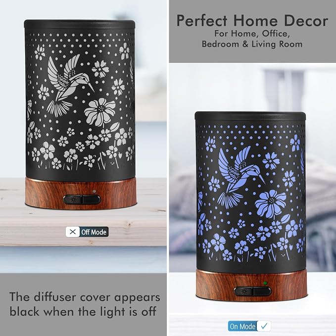 EQUSUPRO Essential Oil Diffuser 150ml Black Metal Aromatherapy Oil Diffuser - Image 2