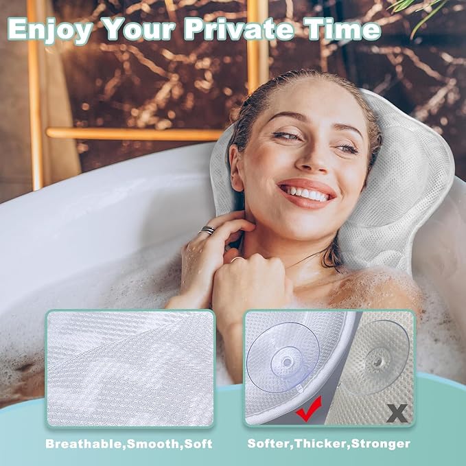 Bath Pillow for Tub, Bathtub Pillow, Bath Pillows for tub Neck and Back Support - Image 3