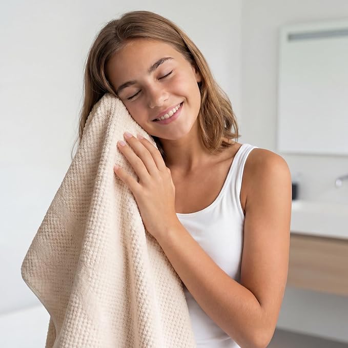 ecolook 4 Pack Microfiber Bath Towels, 31 x 63 inches Extra Large Bath Towel Set - Image 9