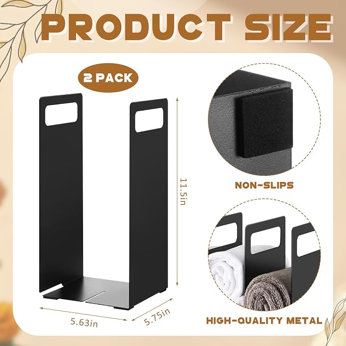 LEIFIDE Set of 2 Interlocking Towel Organizer Metal Bathroom Towel Storage Rack - Image 3