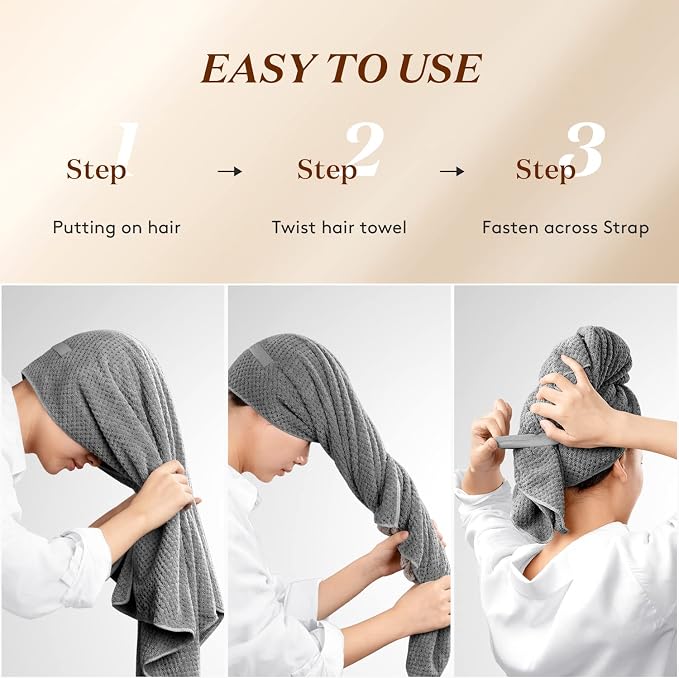 YFONG Large Hair Towel Wrap for Women, Super Absorbent Microfiber Hair Towel - Image 7