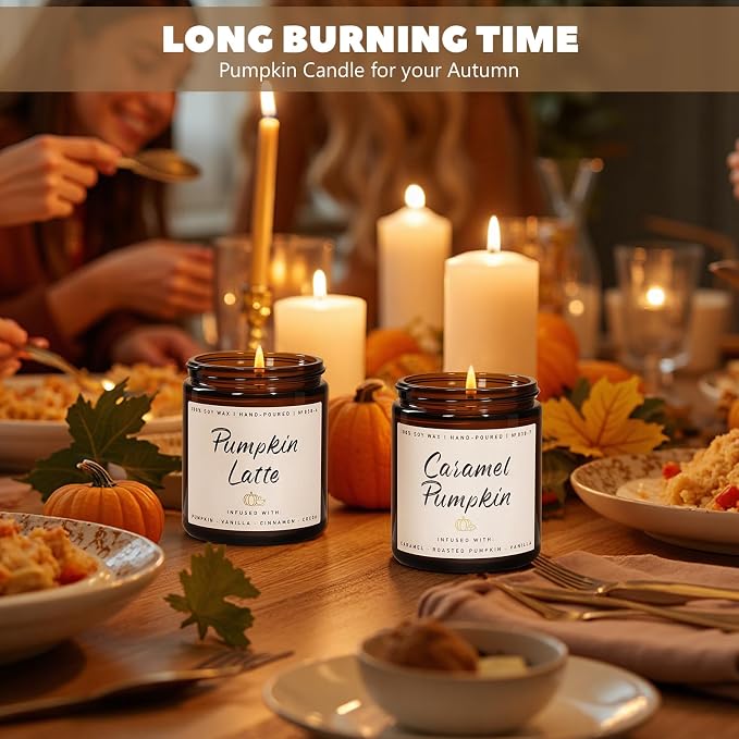 Auelife Fall Candle, Caramel Pumpkin Scented Candle – Fall Soy Candles - Image 7