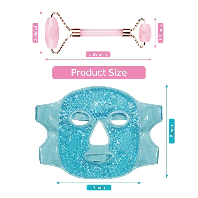 ZNÖCUETÖD Ice Face Facial Jade Roller and Ice Face Mask Cold Cooling Gel Mask - Image 7