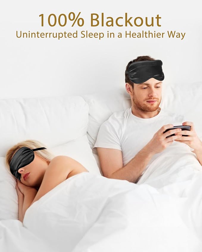 4 Pack Silky Sleep Masks for Women Men, JroyJoy 100% Blackout and Super Soft - Image 6