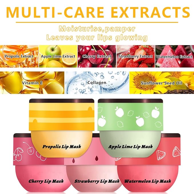 5 PCs Bee Balm Lip Mask, Moisturizing Lip Balm & Scrubs, Prevents Dry & Cracked - Image 5