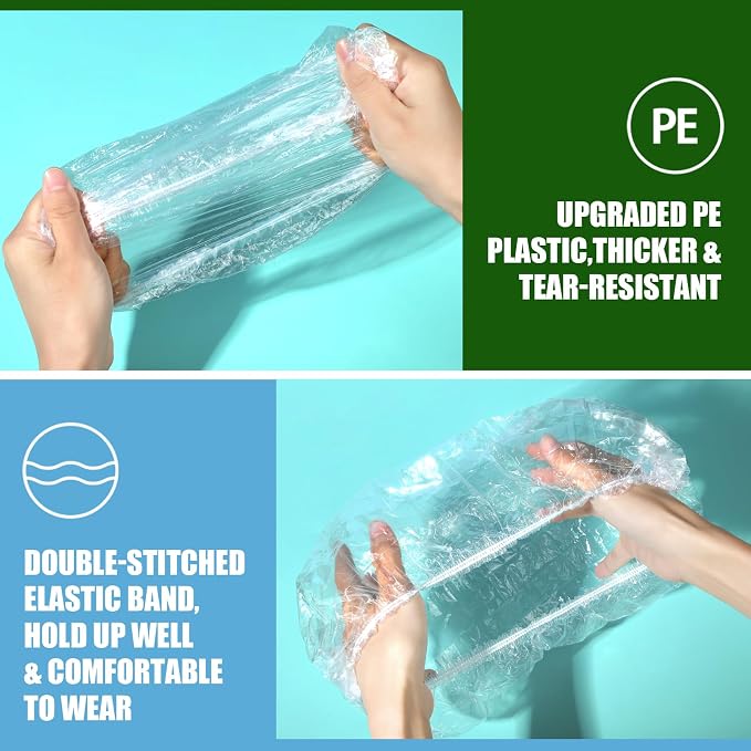 LEOBRO Individually Wrapped Disposable Shower Caps, Plastic Hair Caps - Image 4