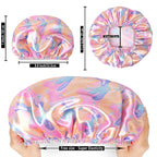 4 PCS Shower Cap for Women, Elastic and Reusable Bath Caps, Double Layers - Image 3