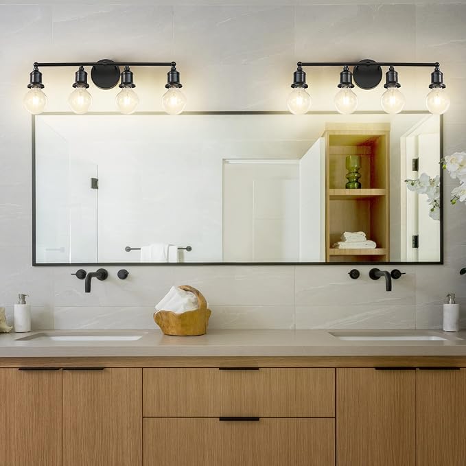 4-Light Vanity Light Fixture, Industrial Black Wall Sconce Lighting Fixture - Image 3