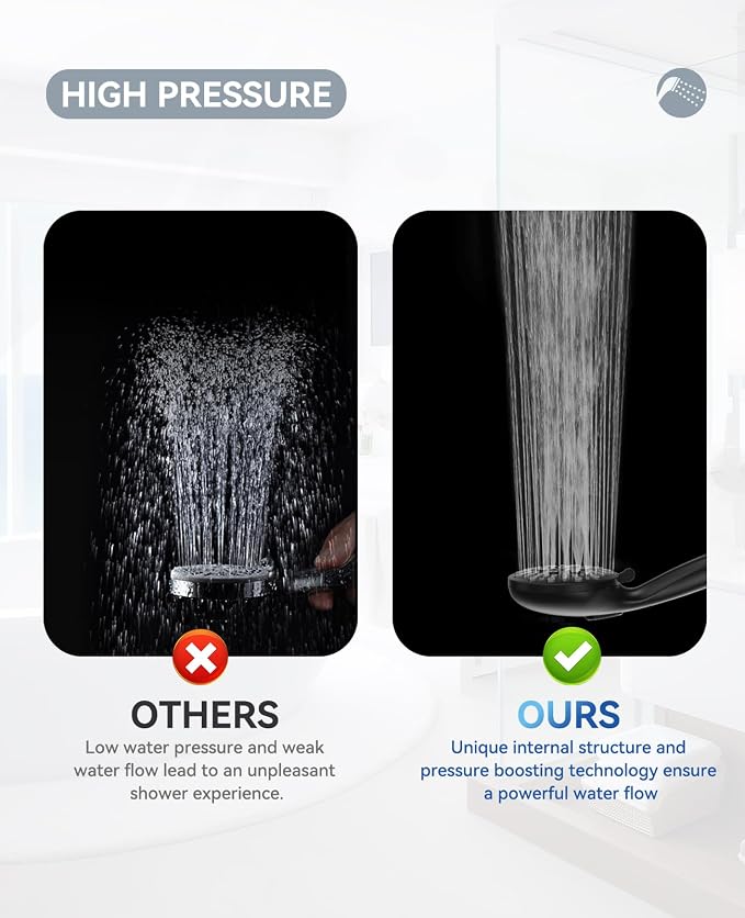JDO Shower Head with Handheld, High Pressure Handheld Shower Head 9 Settings - Image 6