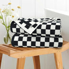 Jacquotha Black and White Checkered Cotton Bath Towels Set of 2 - Image 3