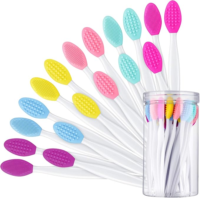Patelai 24 Pcs Lip Scrub Brush Silicone Lip Scrubber Exfoliator by Patelai