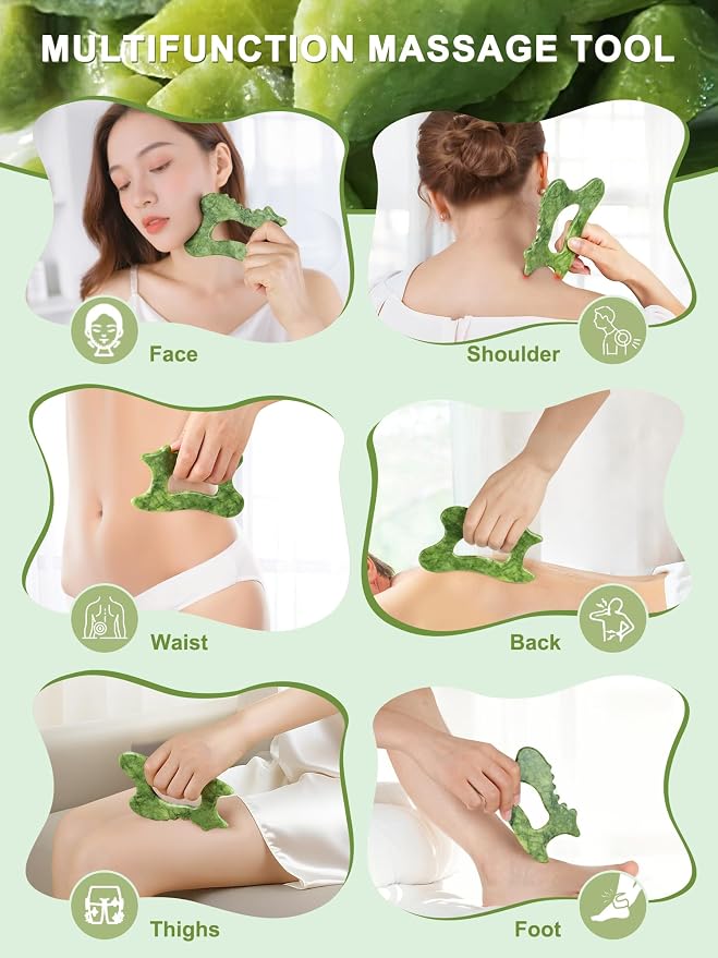 6-in-1 Jade Stone Body Gua Sha Facial Tools - Image 3