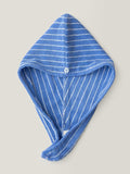 WENSHUO Azure Holiday-Striped Hair Towel Wrap-Drying Tool, 100% Combed Cotton by WENSHUO