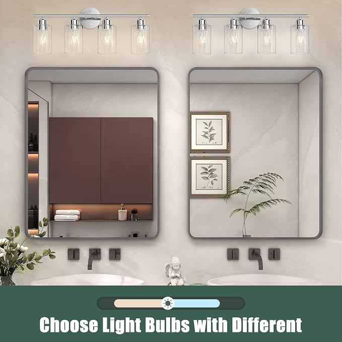 Espird Bathroom Vanity Light Fixtures Polished Chrome, 4 Lights Rustic - Image 5