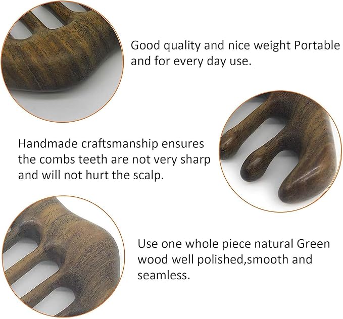 OULIGET Massage Wooden Comb, Wood Wide Tooth Hair Comb, Scraping Scalp Massage - Image 6