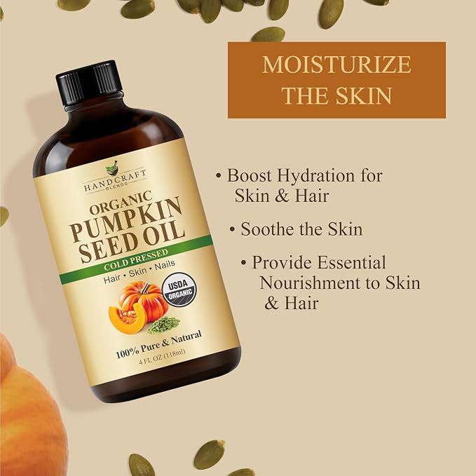 Handcraft Blends Cold-Pressed Organic Pumpkin Seed Oil in Glass Bottle - Image 5