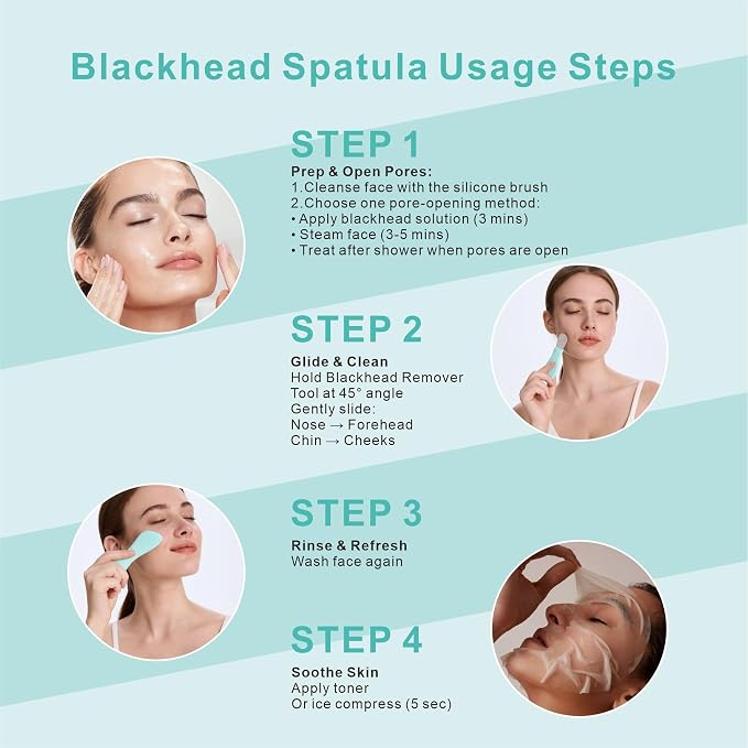 Blackhead Remover & Silicone Face Scrubber, Face Spatula, Facial Cleansing Brush - Image 6