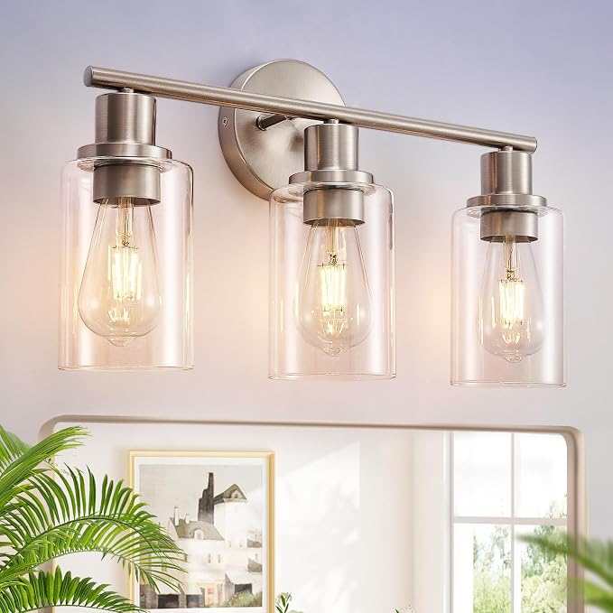 DLLT 3-Light Bathroom Light Fixtures: Nickel Modern Vanity Lights by DINGLILIGHTING