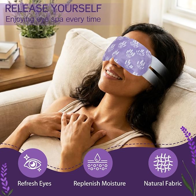 100 Pcs Steam Eye Masks for Dry Eyes Lavender Self Heated Steam Warm Eye Mask - Image 4