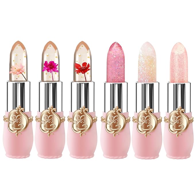 BestLand 6 Pcs/Set Flower Jelly Lipstick Set Temperature Change Moisturizer by Bestland
