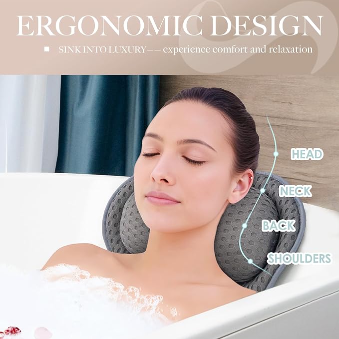 Bath Pillows for Tub Luxury, Bath Pillow for Head and Neck, Fit Bathtub Hot Tub - Image 2