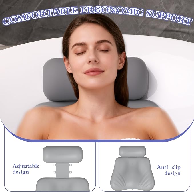 Silicone Bath Pillow, Upgraded Bath Pillows - Image 5