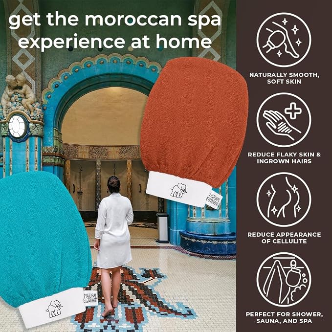 Natural Elephant Exfoliating Hammam Glove | Authentic Moroccan Kessa Body Scrub - Image 2