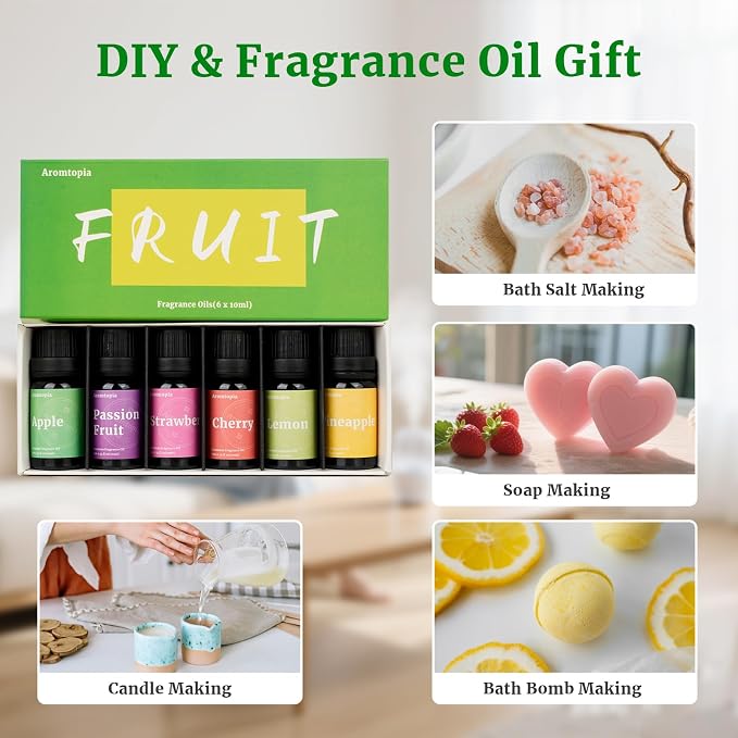 Fruit Fragrance Oils, Aromtopia 6x10ml Fruity Essential Oils - Image 4