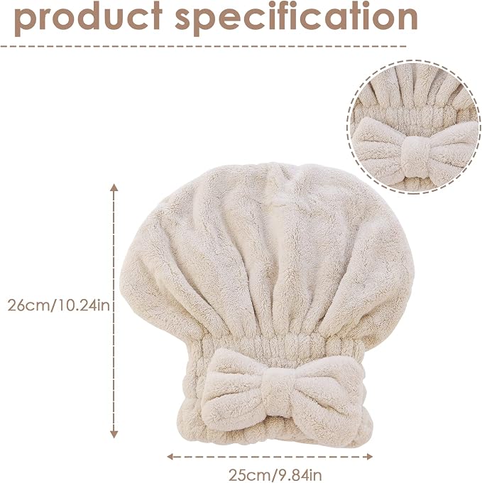 AEVBSOY 2 Pack Microfiber Hair Drying Caps Hair Drying Towel Super Absorbent - Image 2