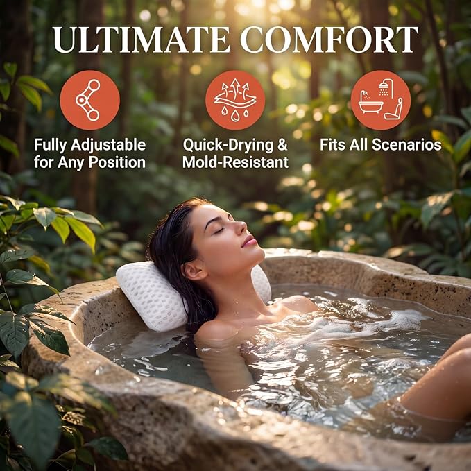 Hot Tub Pillow for Outdoor Bathtub（2-Pack）, Non-Slip Universal Spa Headrest - Image 2