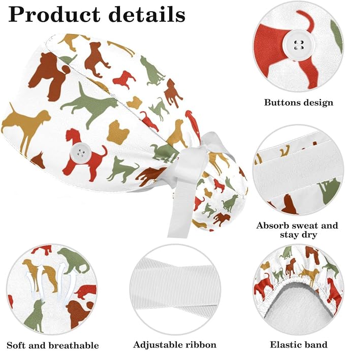 Adjustable Brown Dachshund Dog Blue Surgical Scrub Cap - Image 4