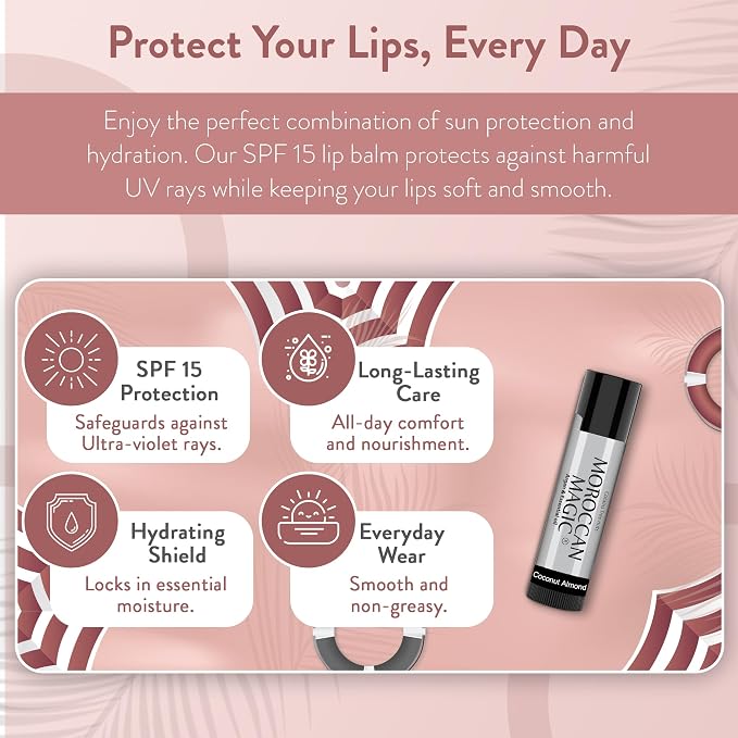 Moroccan Magic Coconut Almond SPF 15 Lip Balm | Argan Oil & Essential Oils | - Image 4