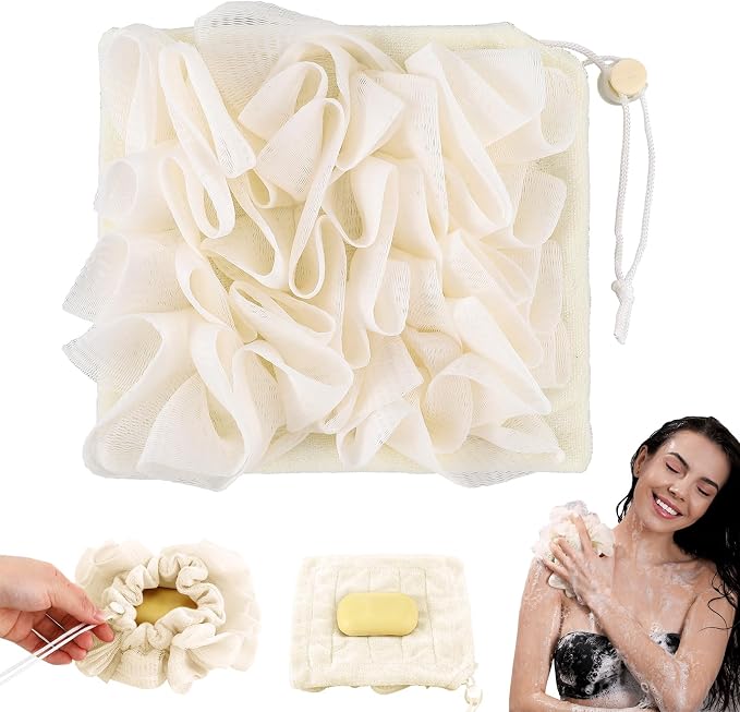 1 Pcs Washcloth Loofah Combo, 2 in 1 Bath Loofah Sponge by Swiffen