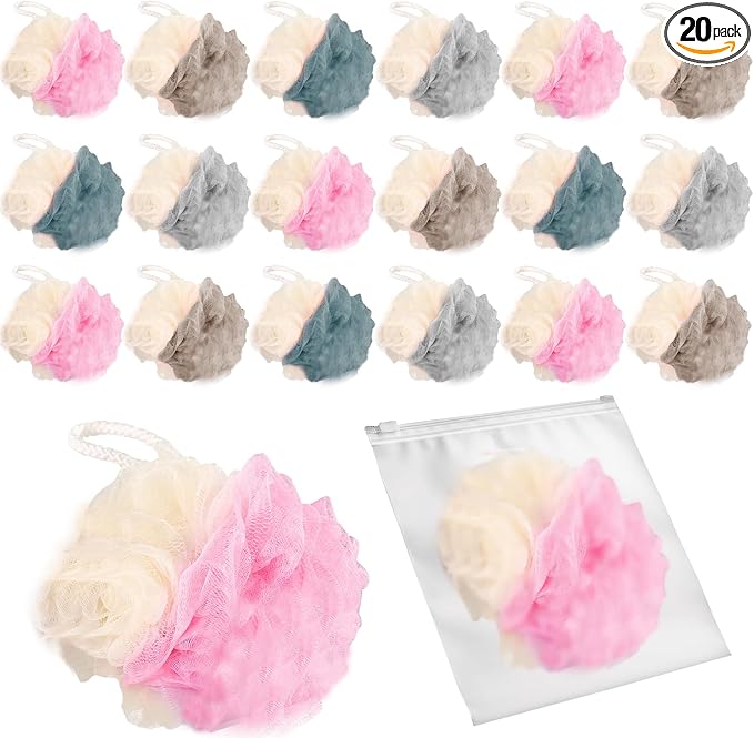 20 Pack Travel Loofah Individually Wrapped, Small Loofah Shower Puff, 30g Mini by Unknown