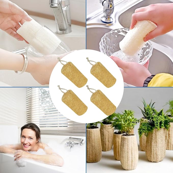 Natural Loofah Sponge, 6“ Natural Loofah Exfoliating Body Scrubber Egyptian - Image 6