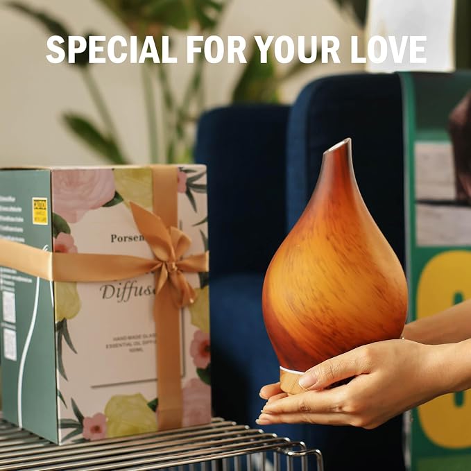 Porseme 150ml Essential Oil Diffuser Glass Color Changing Aroma Air Diffusers - Image 6