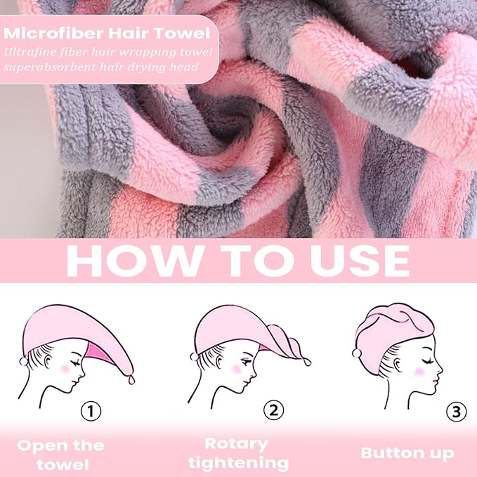 3 Pack Microfiber Hair Towel Wrap - Image 4