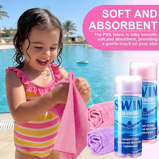 SmoothNovelty 2 Pack Swim Chamois Towel Water Absorbent Quick Dry Towel Shammy - Image 2