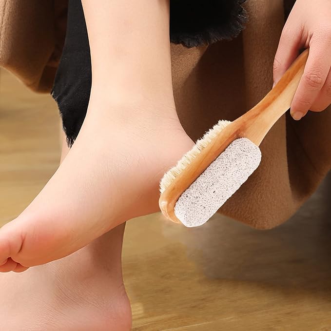 Natural Soft Bristle Foot Brush and Pumice Stone Combo - Image 4
