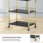 Salon Trolley Cart with Wheels, Esthetician Cart with 1 Drawer & 2 Trays - Image 7