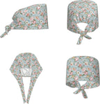 Scrub Cap for Women and Men Boho Black Leaf Pattern Adjustable Breathable - Image 2