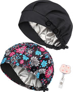 2 Pack Satin Lined Bouffant Scrub Caps - Image 5