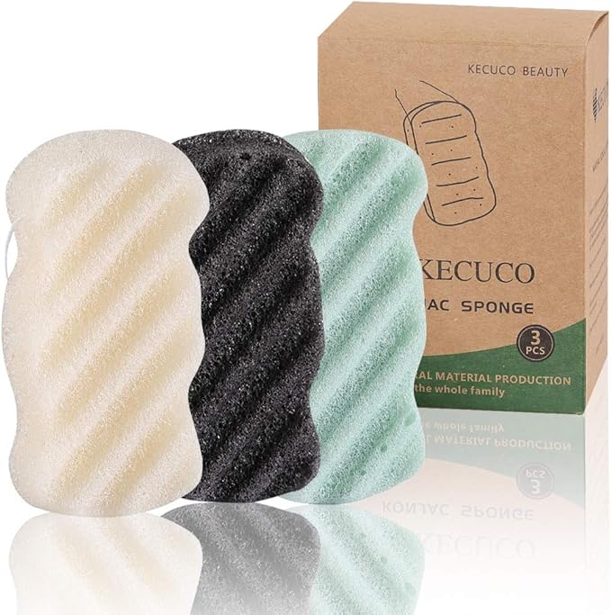 3 Pcs Natural Konjac Facial Sponges by KECUCO