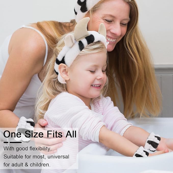 WHAVEL 3PCS Cute Spa Headband Cow Ears Headband - Image 3