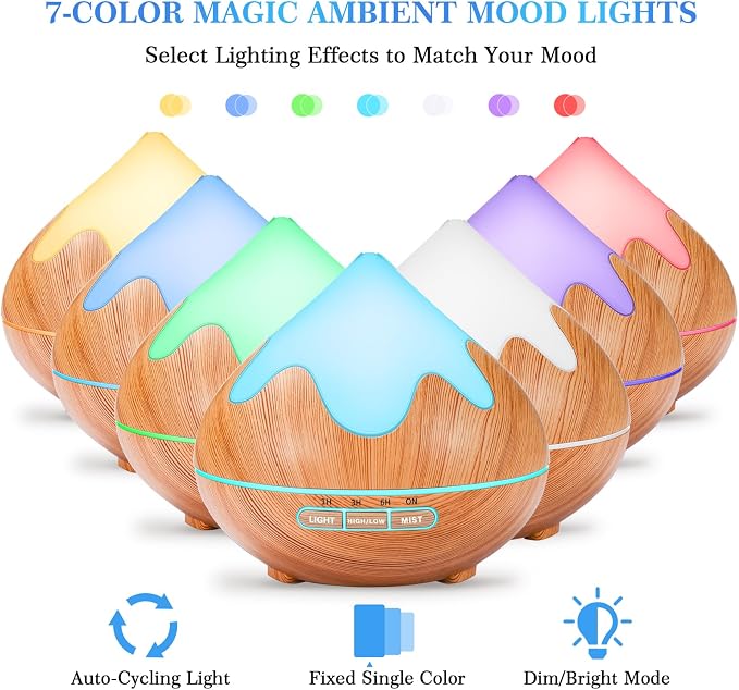 500ML Essential Oil Diffuser, Aromatherapy Diffuser - Image 2