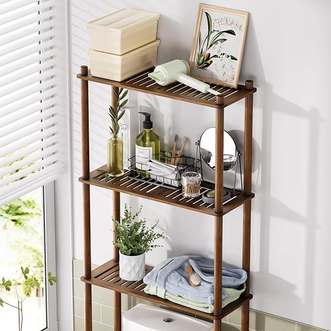 AmazerBath Bamboo Over The Toilet Storage Shelf, Over Toilet Bathroom Organizer - Image 3