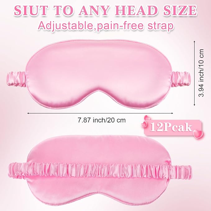 Cutecrop 12 Pcs Silk Sleep Masks Soft Satin Eye Masks - Image 2