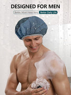 Years calm Men Shower Cap Reusable Waterproof, Dual-Layer Design, Double-Sided - Image 4