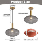 KCO Lighting Mid Century Modern Gold Glass Pendant Lighting Smoke Grey Globe - Image 2