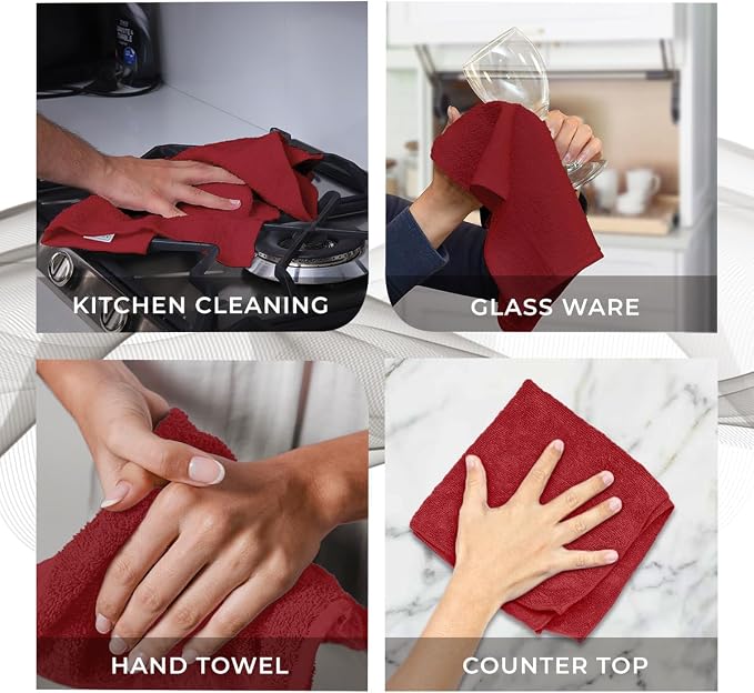 Avalon Towels Cotton Washcloths 24-Pack – 12 x 12 Inch Red Super Soft & - Image 7